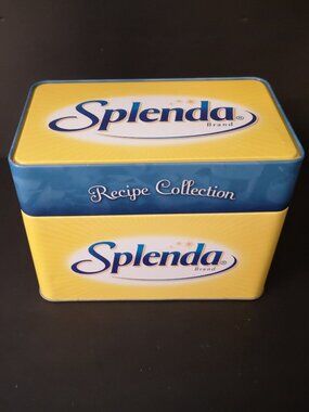Splenda Brand Recipe Card Collection Tin Metal Box w/ Recipe Cards & Dividers
